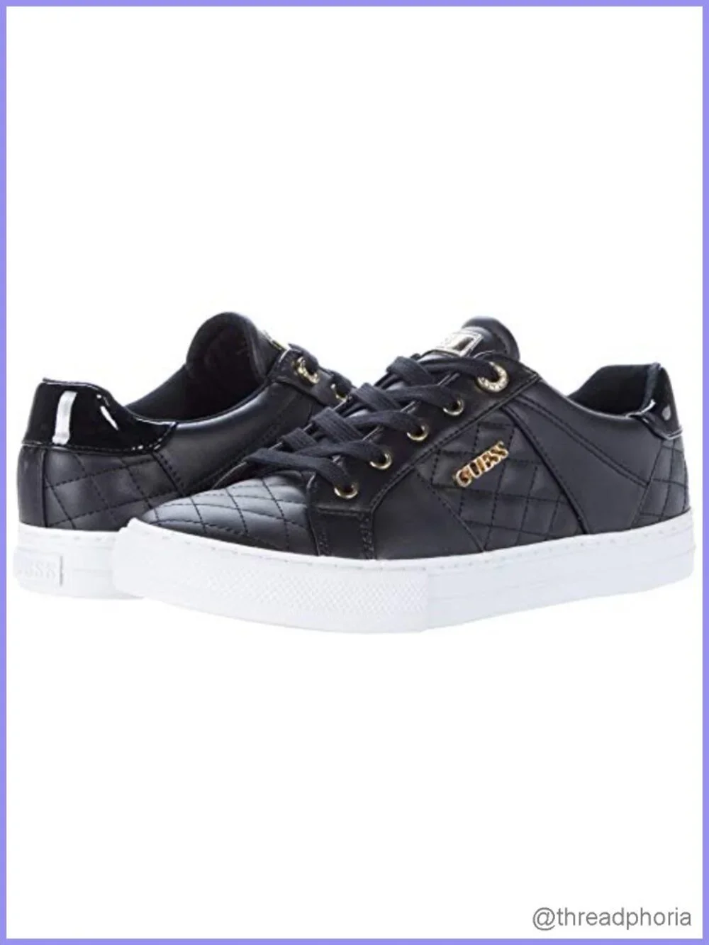 Quilted Faux Leather Lace-Up Fashion Sneakers with Cushioned Footbed